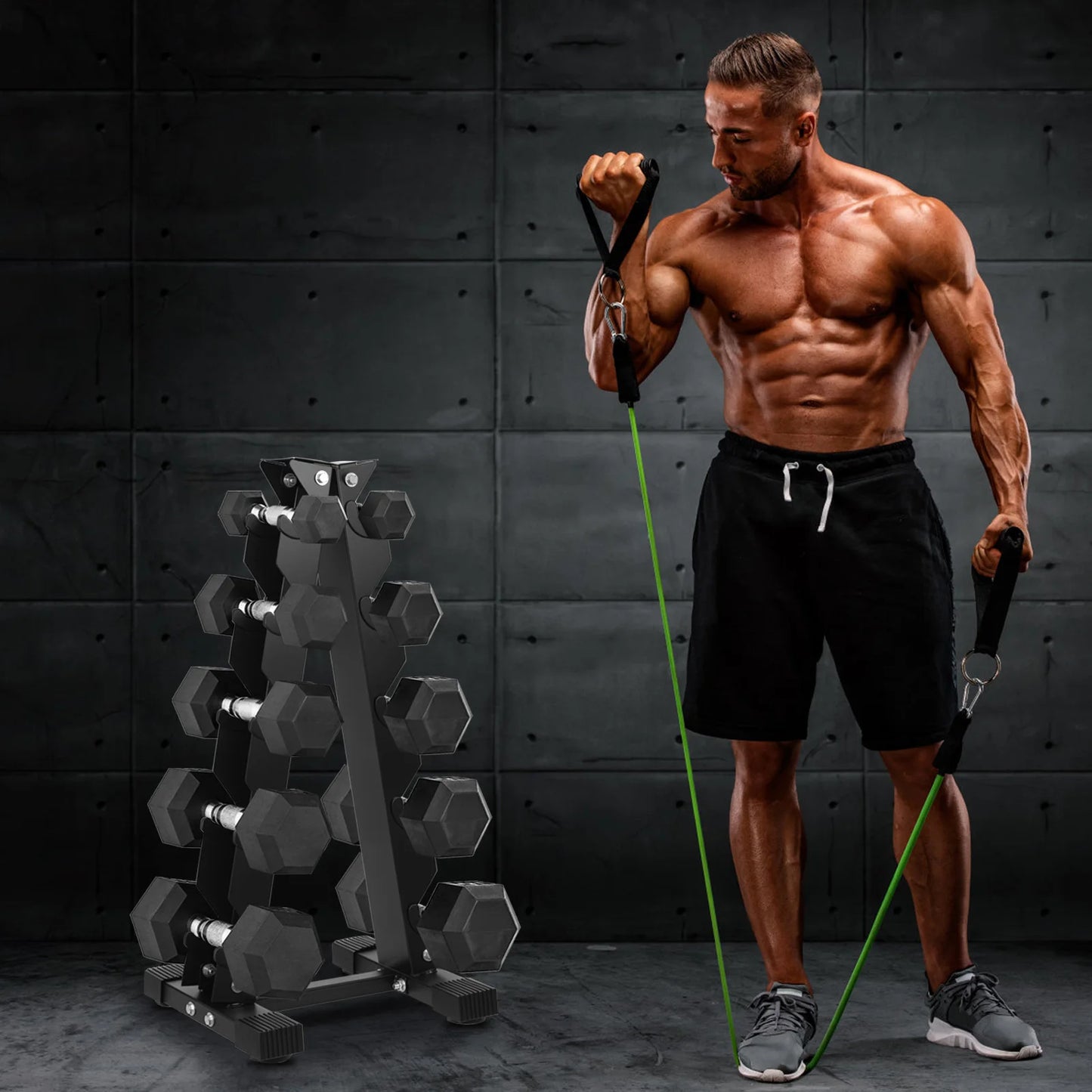 5-Tier Dumbbell Rack – Space-Saving A-Frame Weight Tree for Home Gym