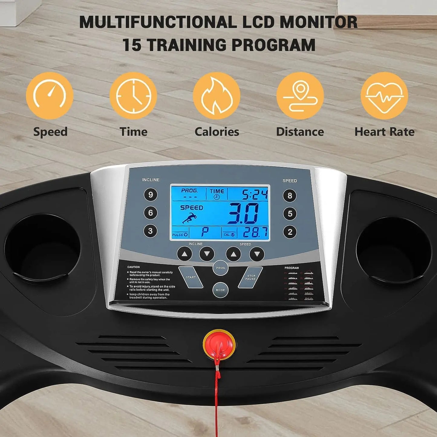 Electric Treadmill with Auto Incline