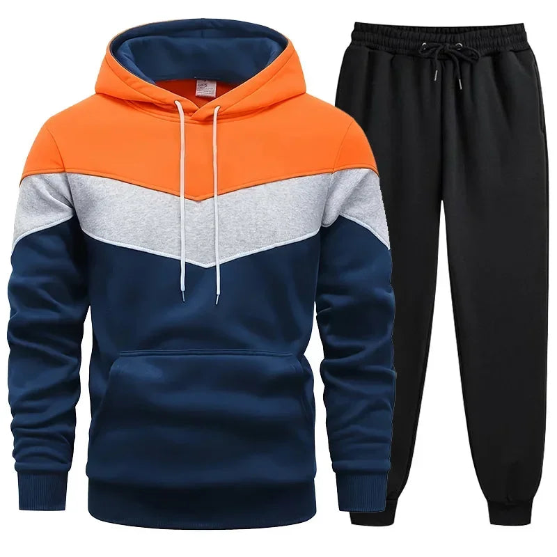 Men’s Tricolor Tracksuit – Hoodie & Sweatpants Set