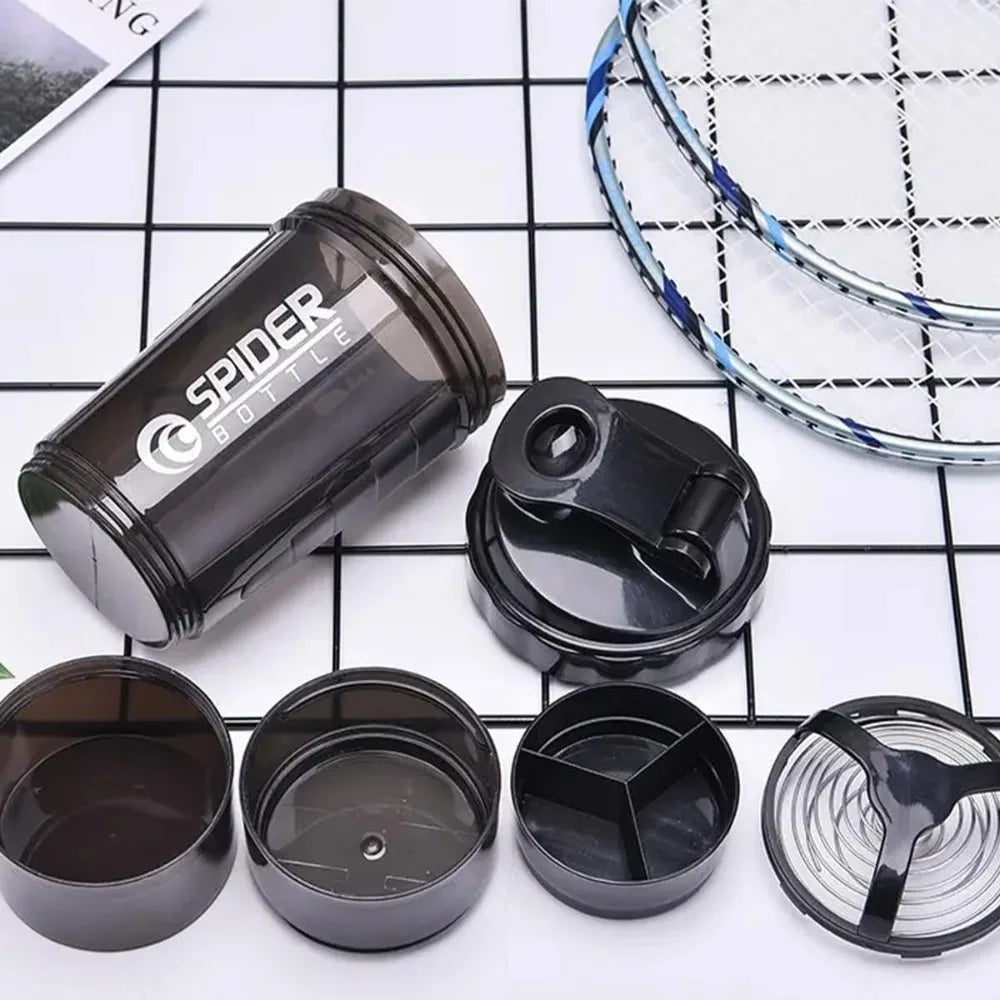Multi-Layer Shaker Cup | 3-in-1 Protein Bottle for Gym & Bodybuilding