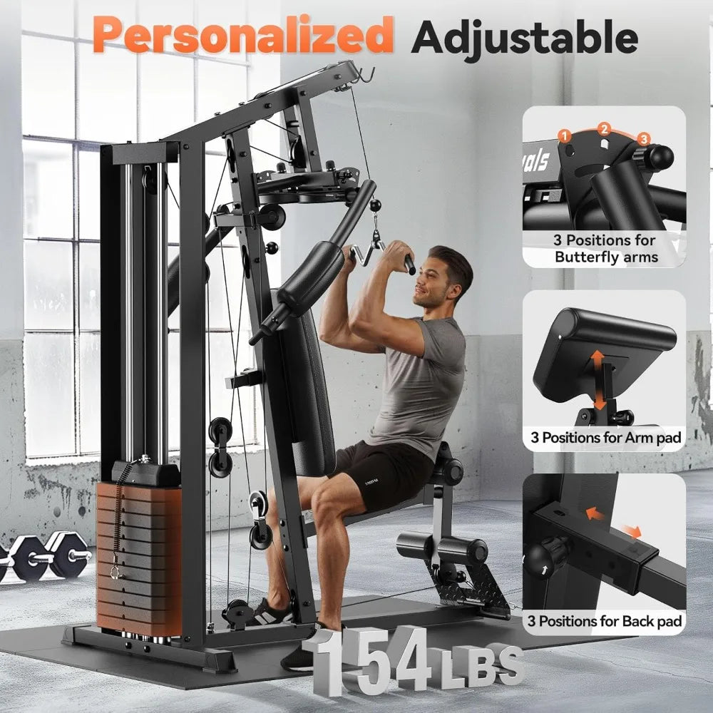 Full Body Training Equipment with 154LBS Weight Stack & Pulley System