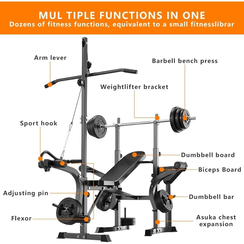 600lbs Heavy Duty Adjustable Bench Press Set
