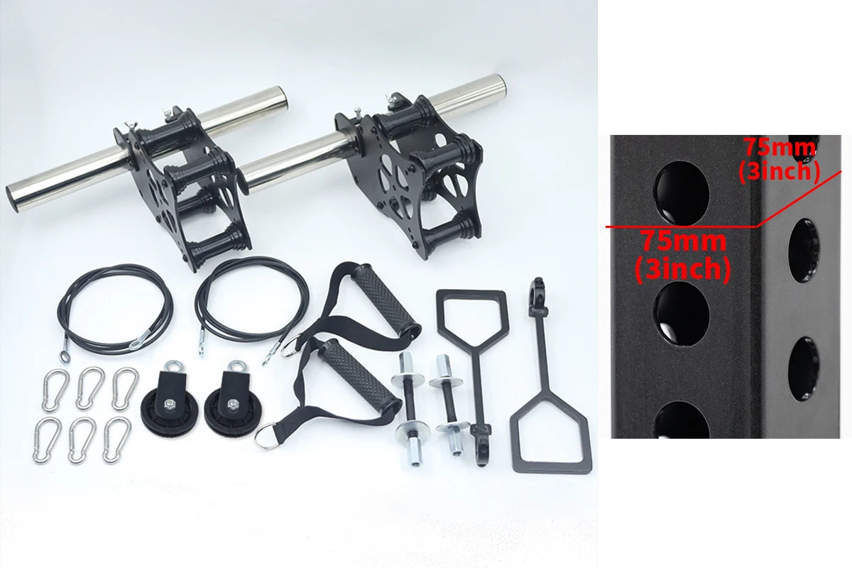 Power Rack Pulley System for Cable Crossover, Squat & Bench Press (Fits 1"/2" Barbells)