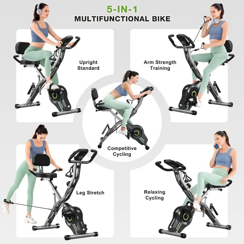Exercise Bike – 5-in-1 Foldable Stationary Bike