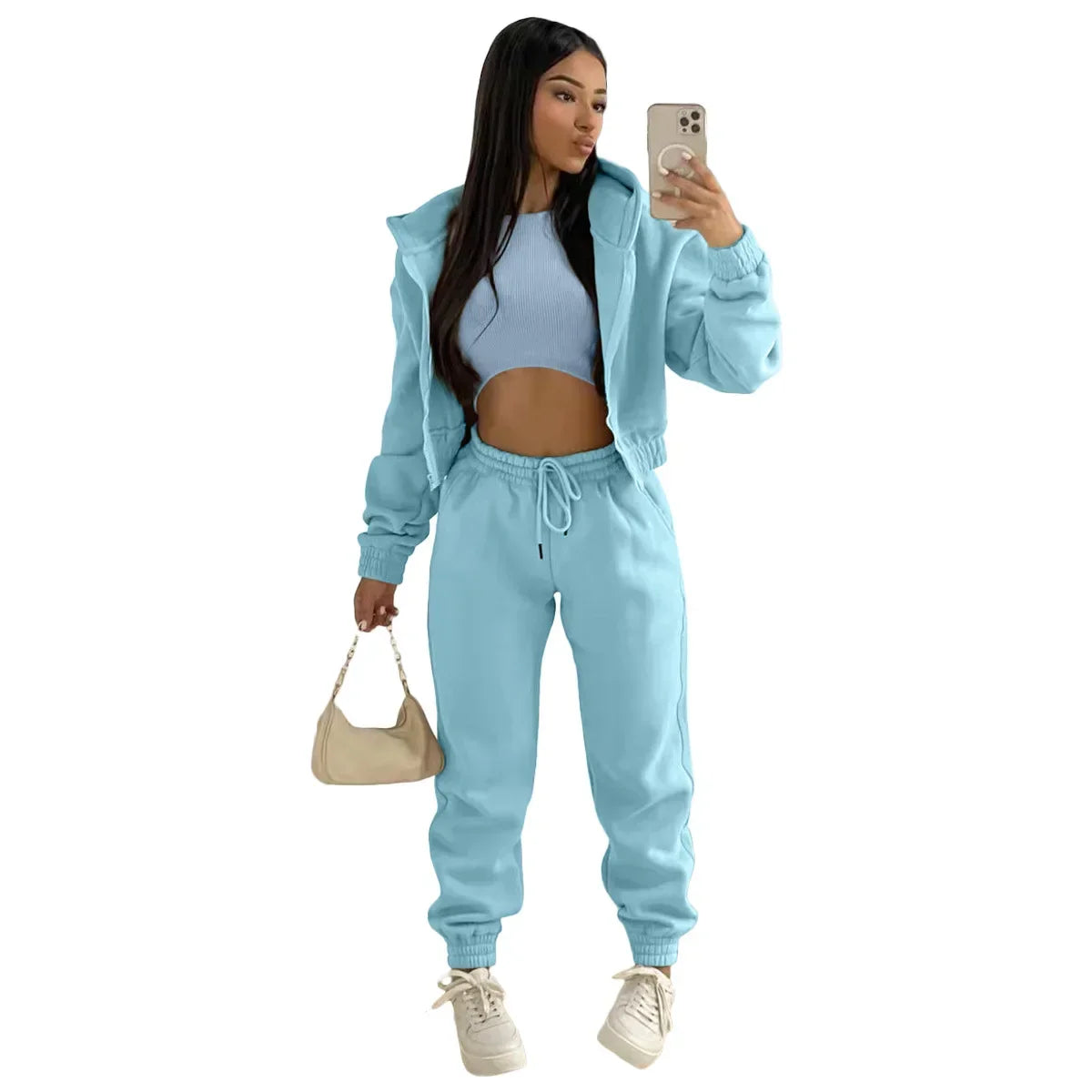Women’s Winter Tracksuit 3-Piece Set | Hoodie, Sleeveless Top & Pants