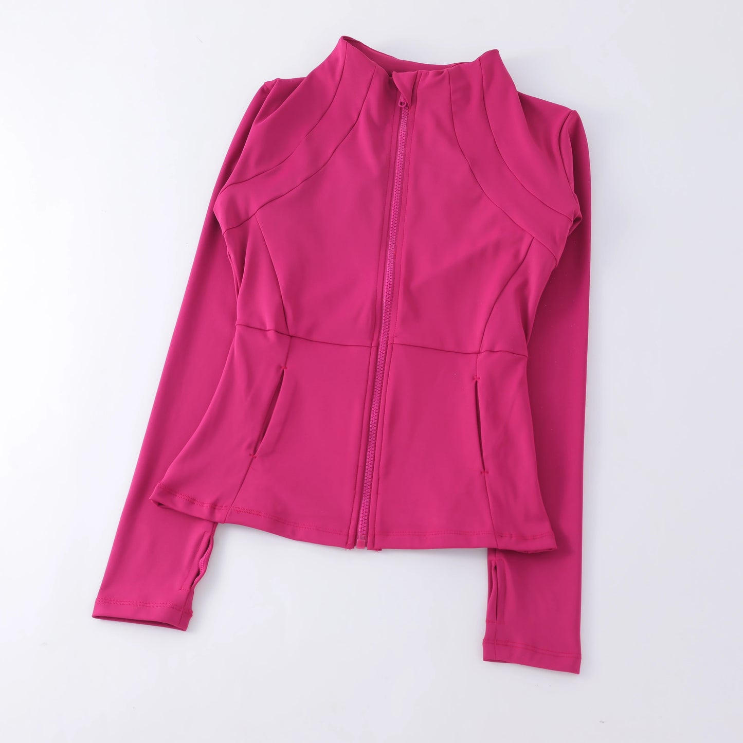Ladies High Elastic Long Sleeve Stand-Up Collar Exercise Jacket