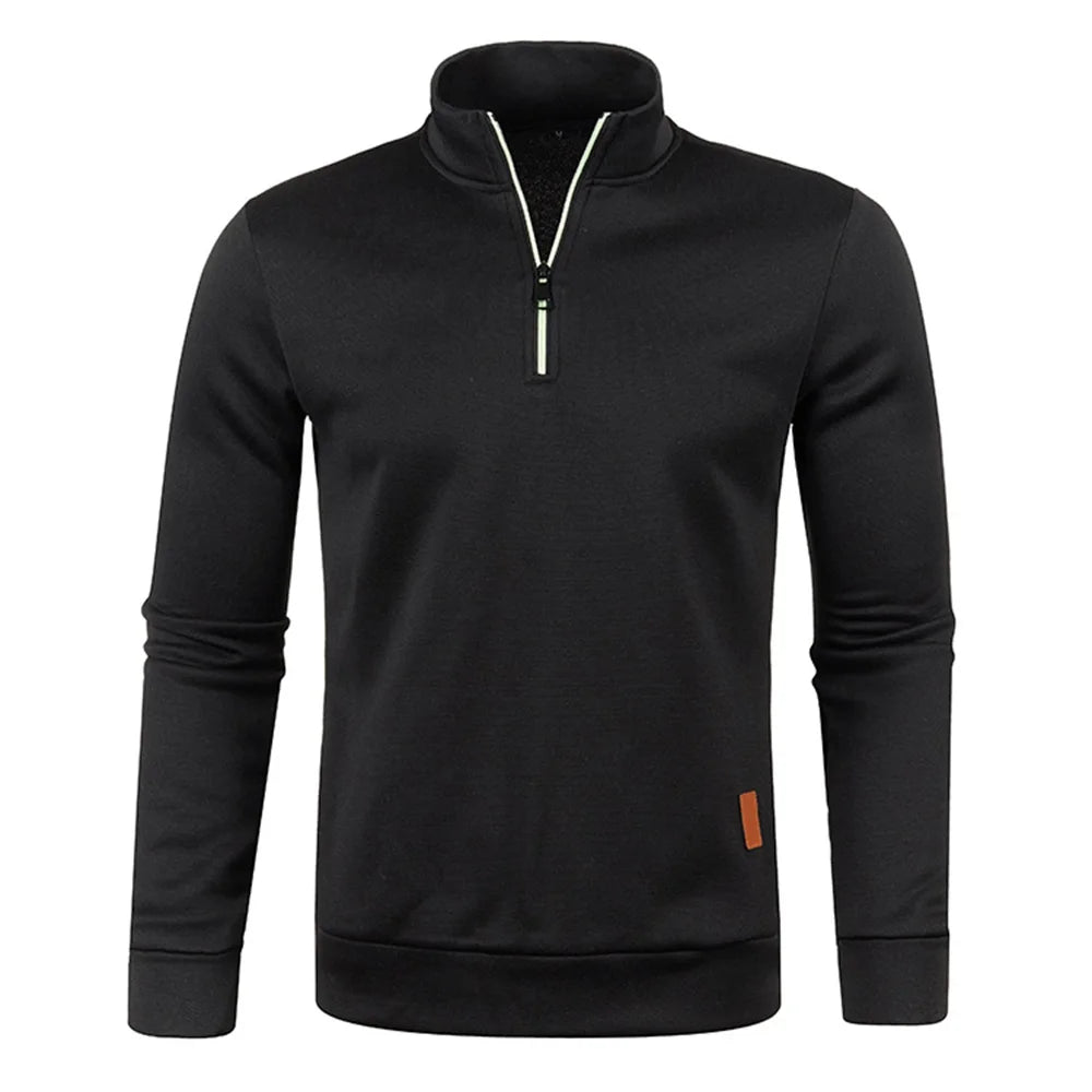 Half Zipper Solid Color Turtleneck Hoodie