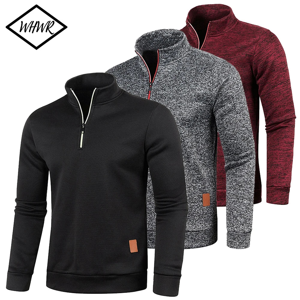 Half Zipper Solid Color Turtleneck Hoodie