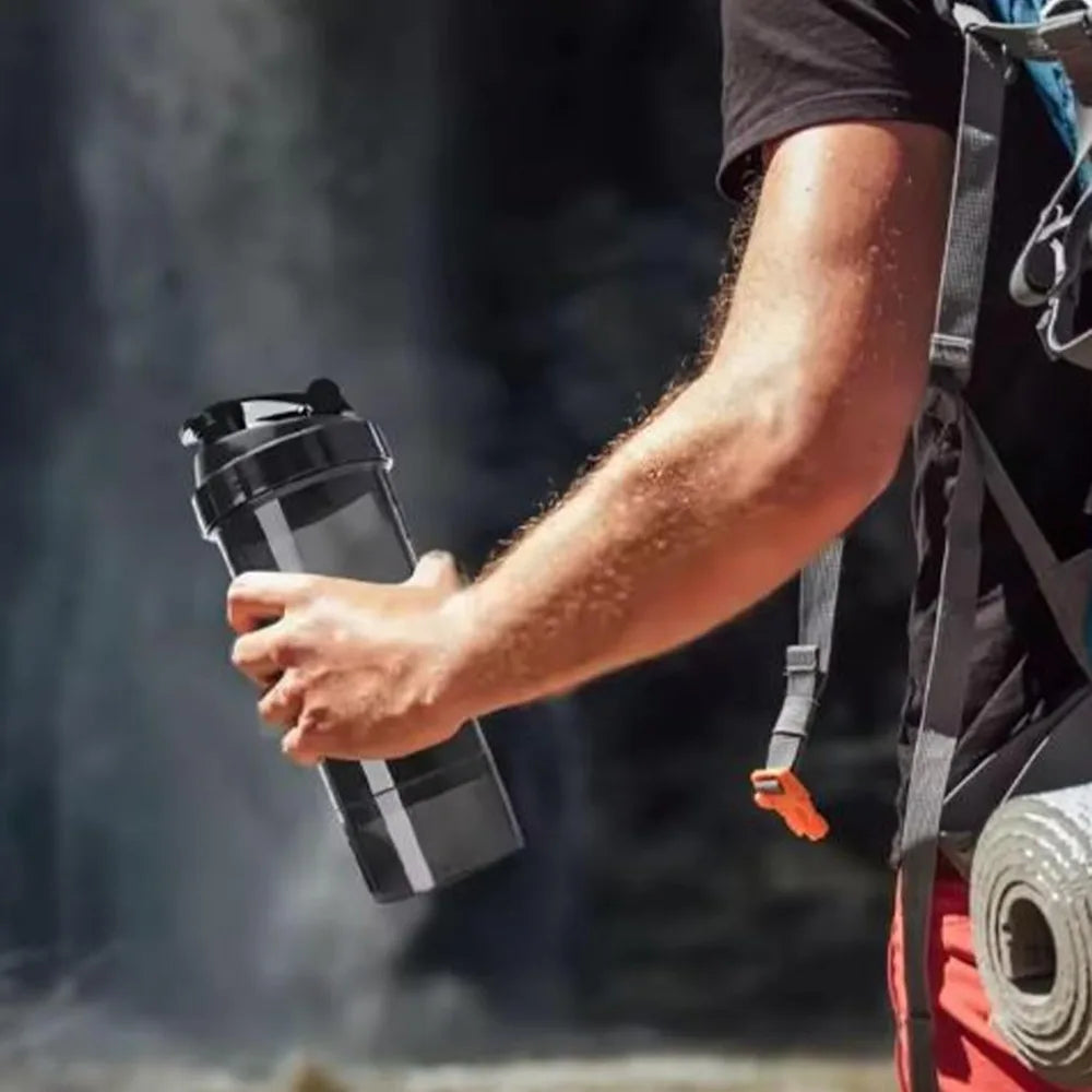 Multi-Layer Shaker Cup | 3-in-1 Protein Bottle for Gym & Bodybuilding