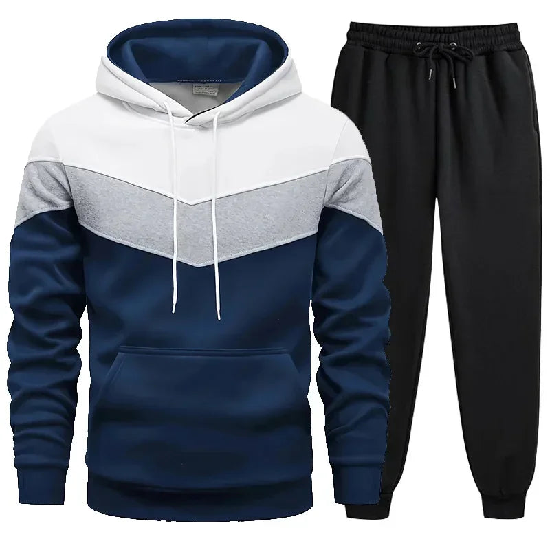 Men’s Tricolor Tracksuit – Hoodie & Sweatpants Set