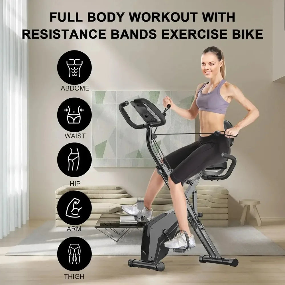 Foldable Exercise Bike - LCD Display for Home Fitness
