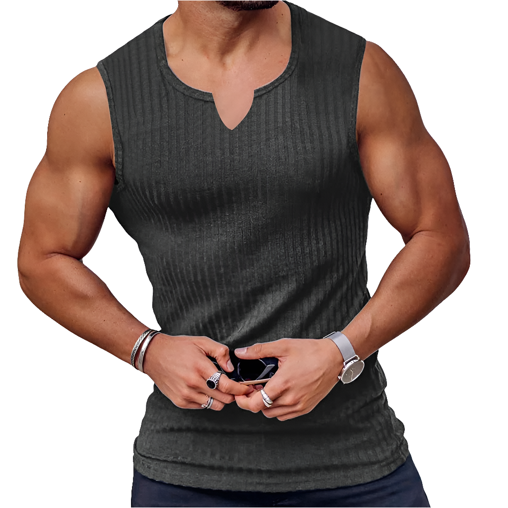 Men's V-Neck Striped Tank Top