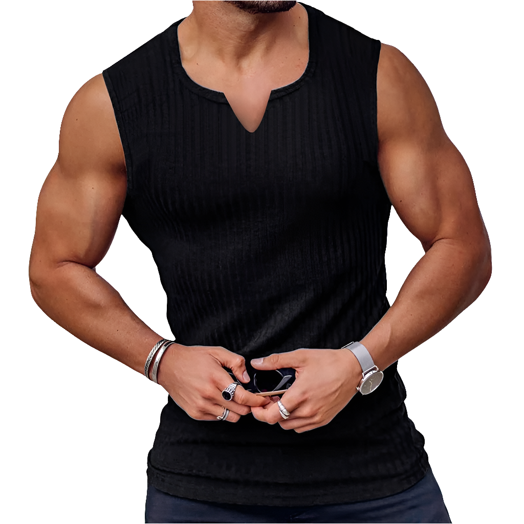 Men's V-Neck Striped Tank Top