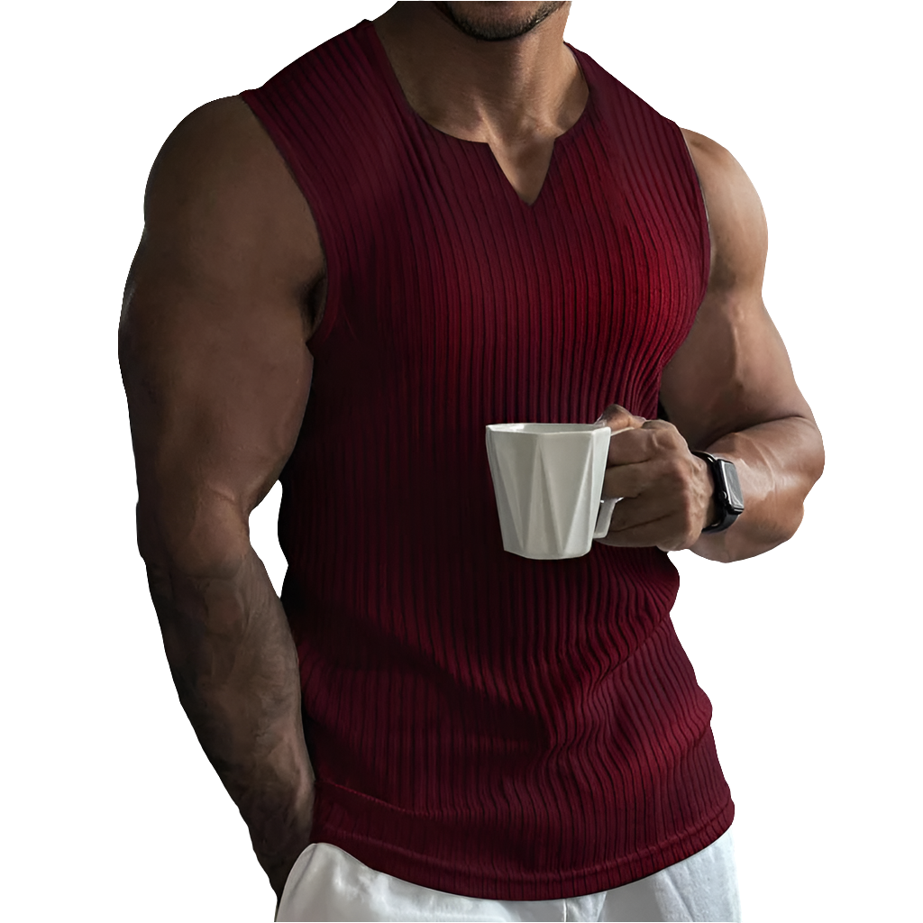 Men's V-Neck Striped Tank Top