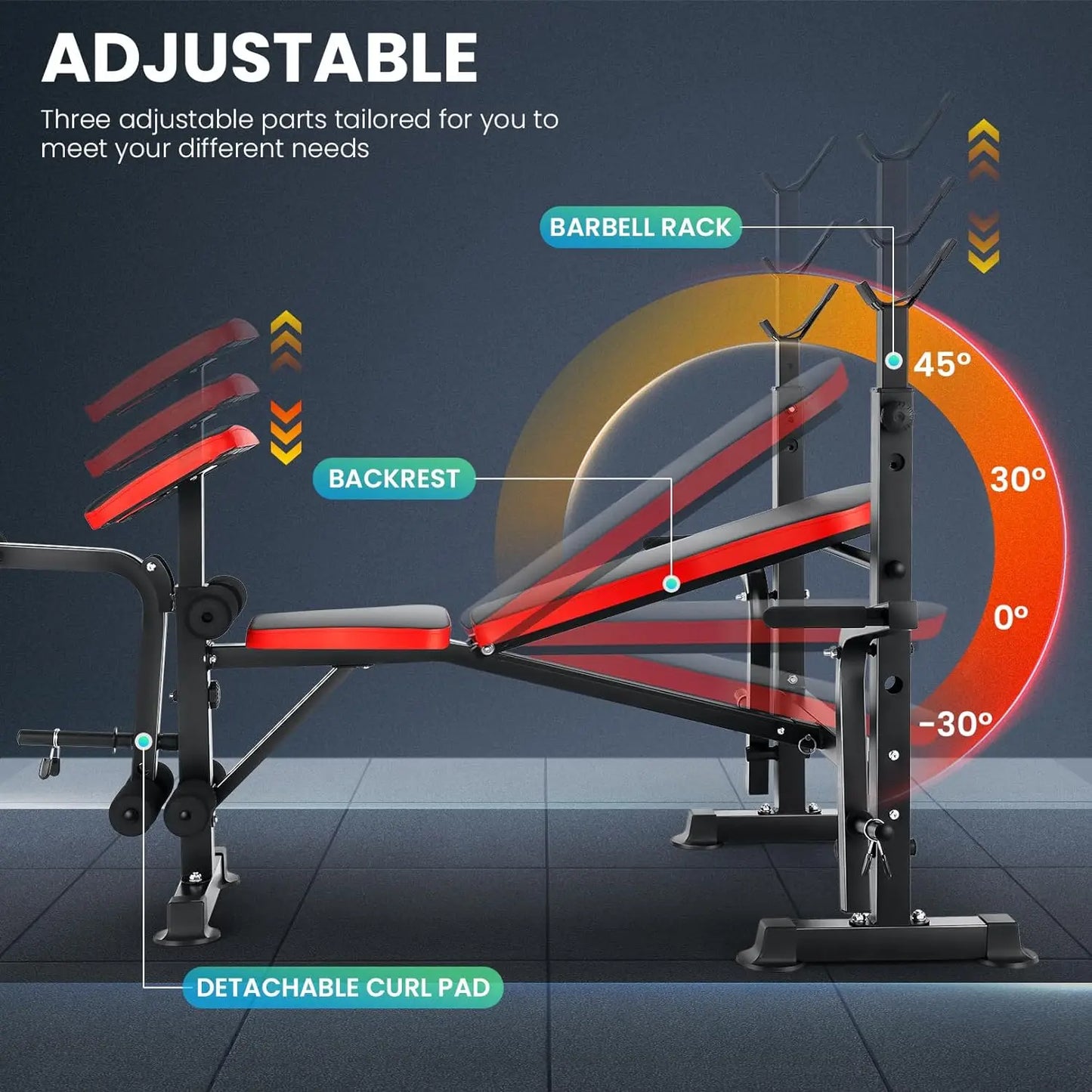 Adjustable 6-in-1 Weight Bench Set
