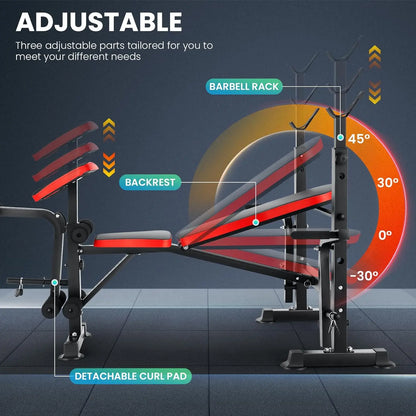 Adjustable 6-in-1 Weight Bench Set