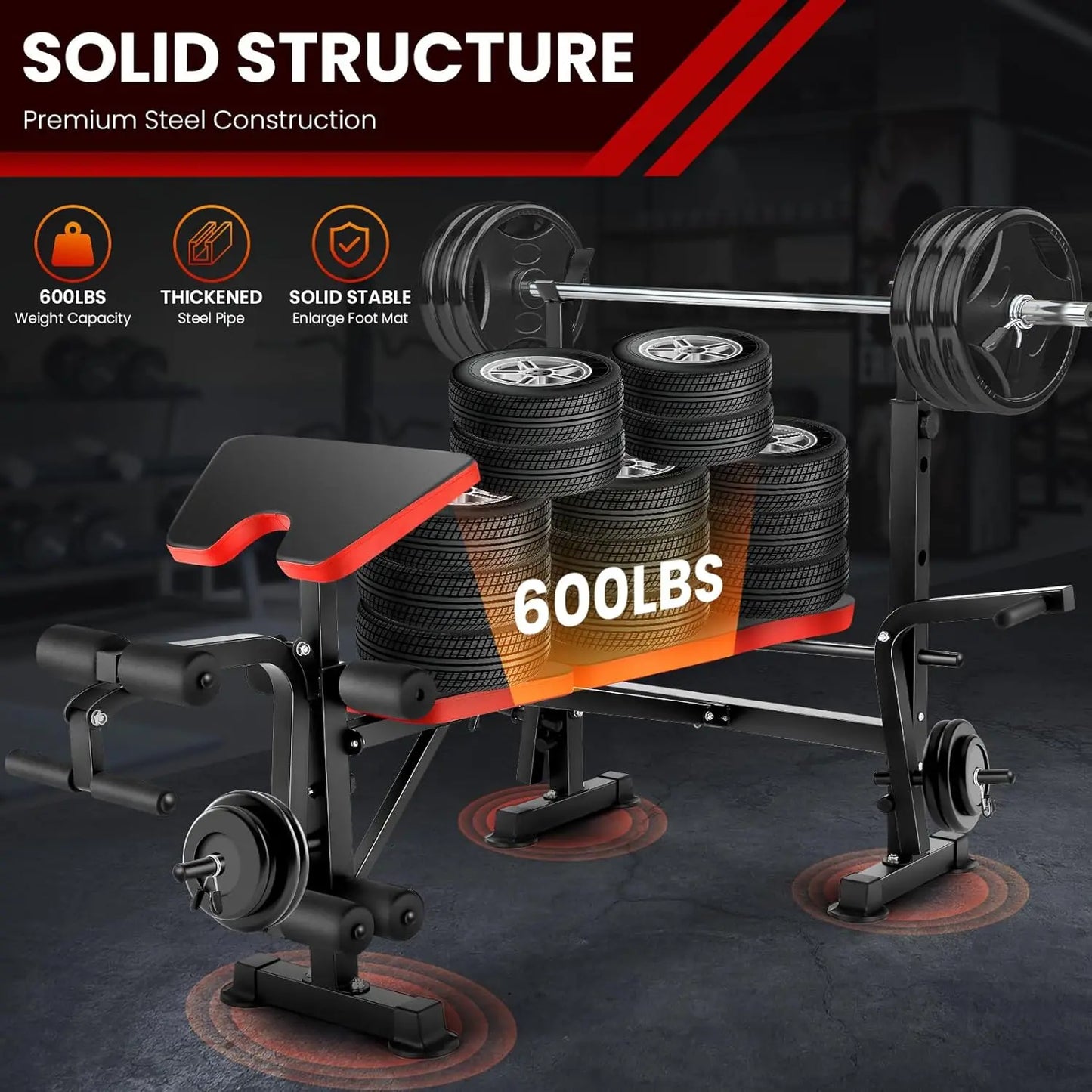 Adjustable 6-in-1 Weight Bench Set