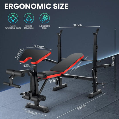 Adjustable 6-in-1 Weight Bench Set