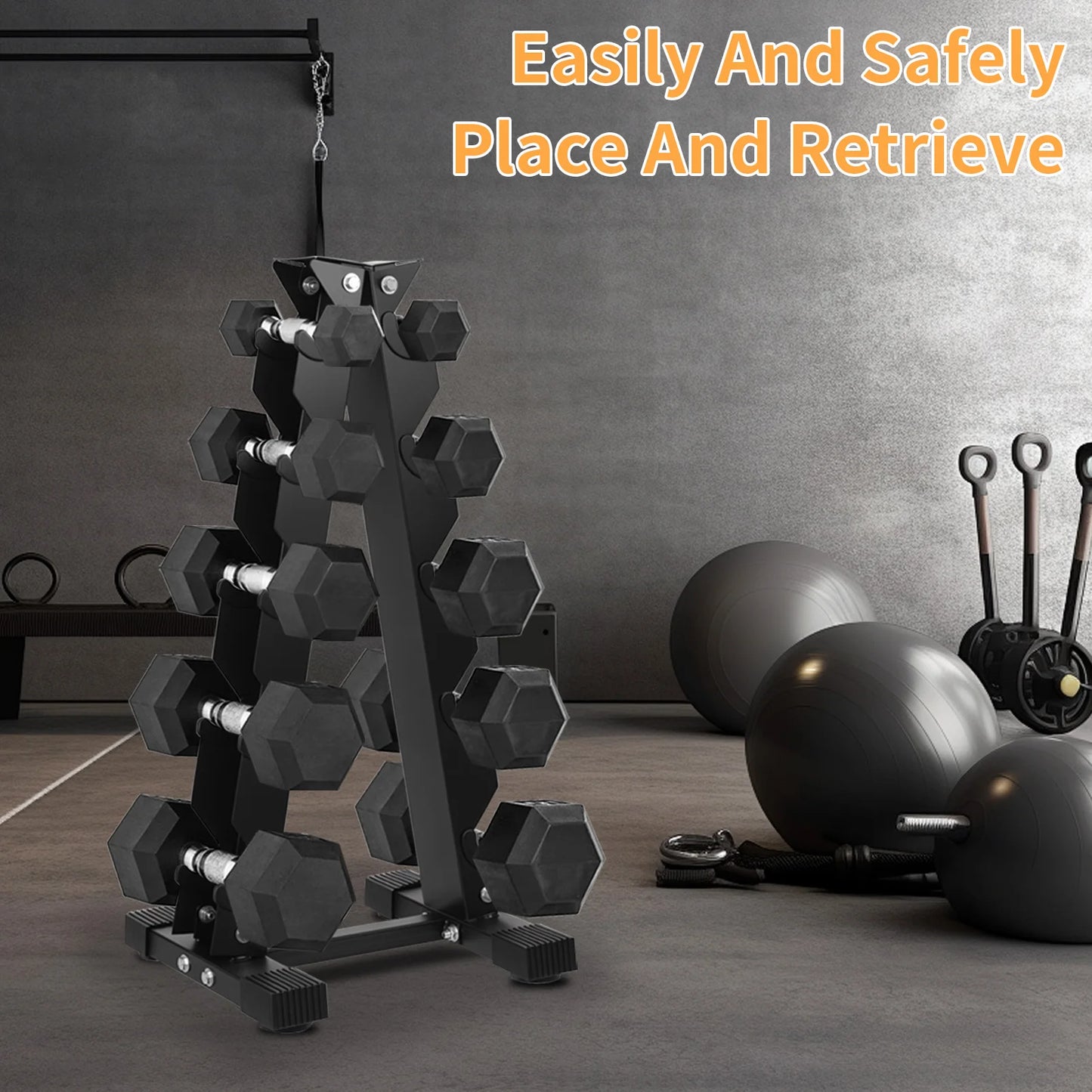 5-Tier Dumbbell Rack – Space-Saving A-Frame Weight Tree for Home Gym