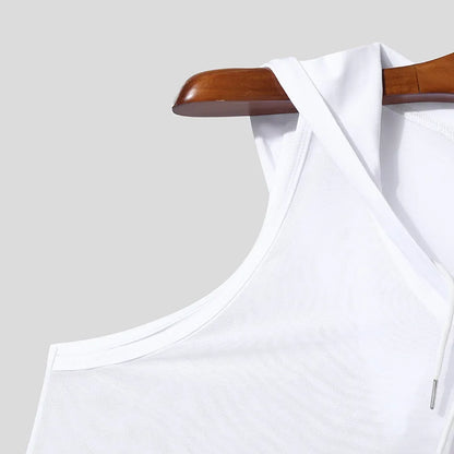 Men's Sexy Solid Color Transparent Summer Fitness Vest