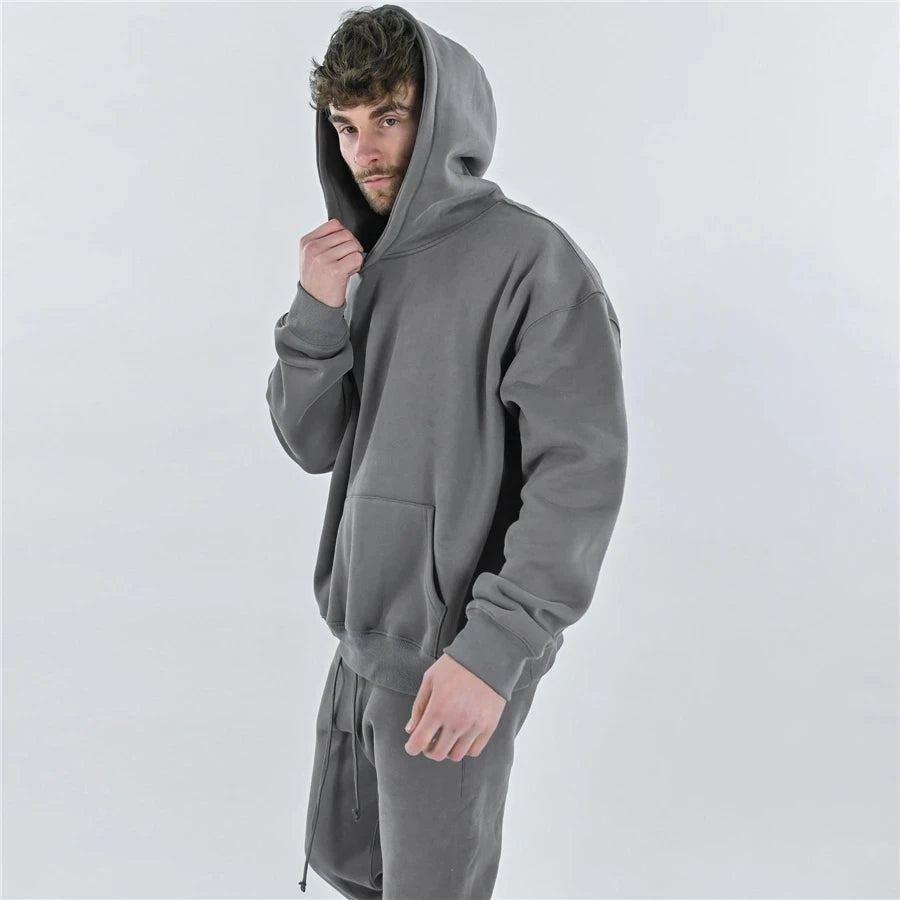 Cotton Hoodie & Pants Set – Fitness Bodybuilding Sweatshirt