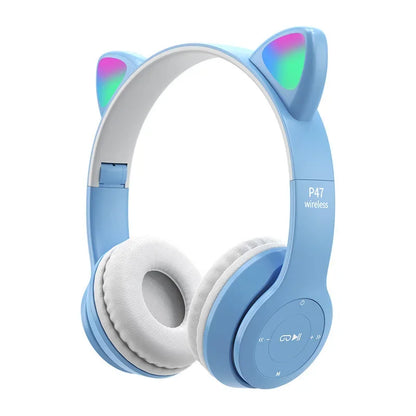 Wireless Bluetooth Headphones with LED Cat Ears