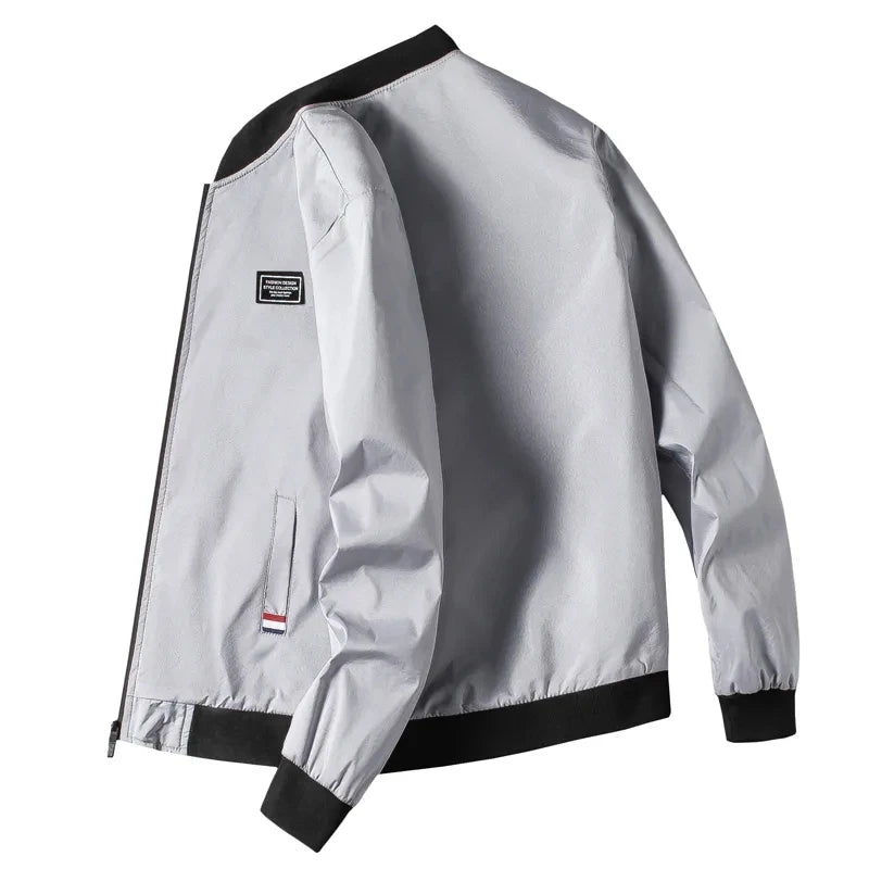 Men’s Fashion Windproof Jacket – Solid Color Coat with Zipper