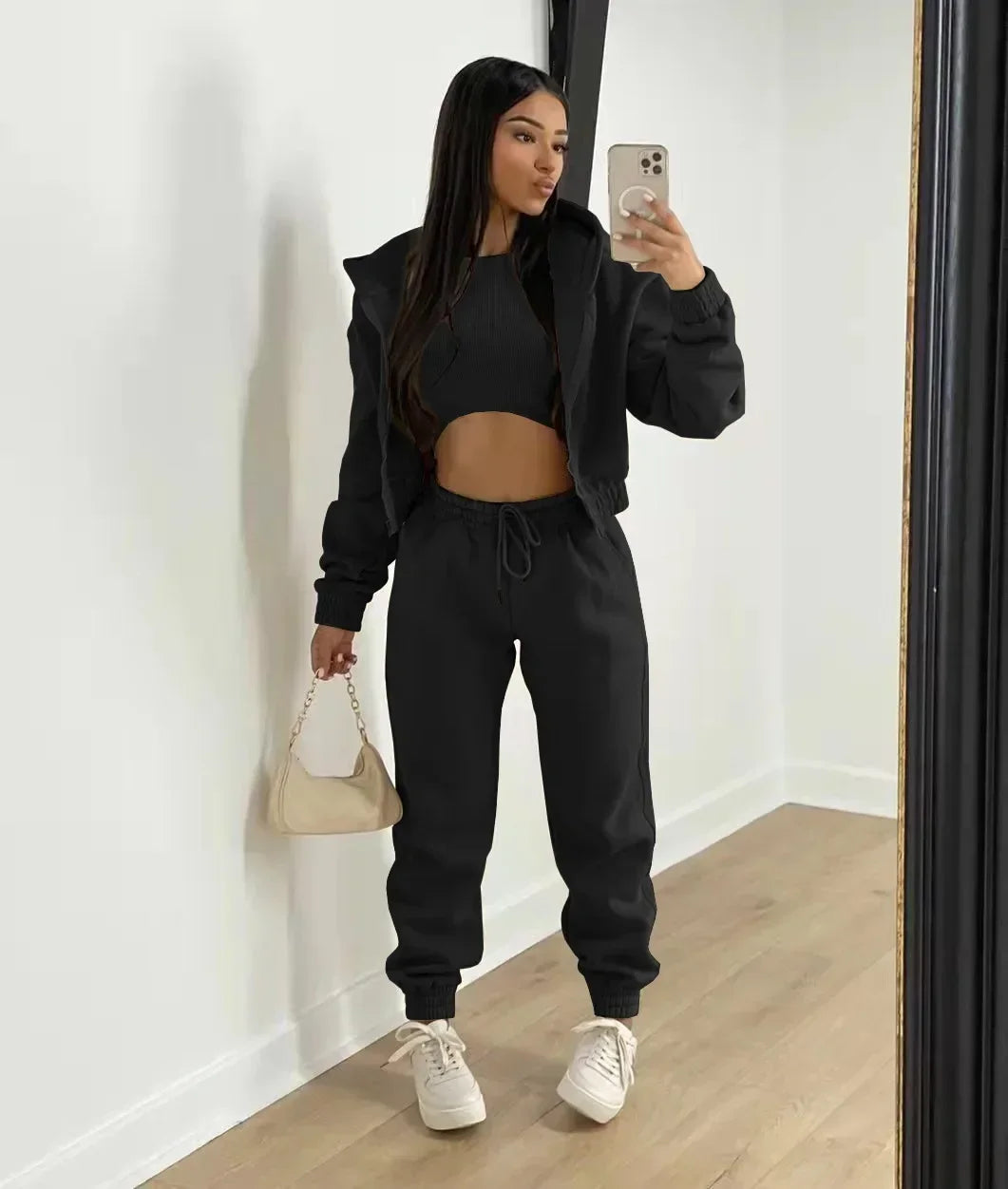 Women’s Winter Tracksuit 3-Piece Set | Hoodie, Sleeveless Top & Pants