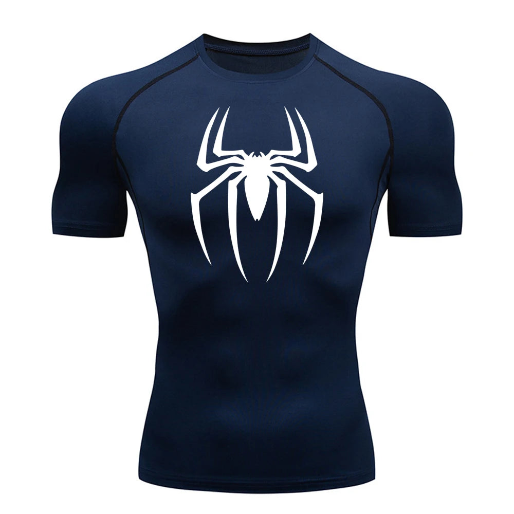 Short Sleeve - Spider Print Compression Shirt