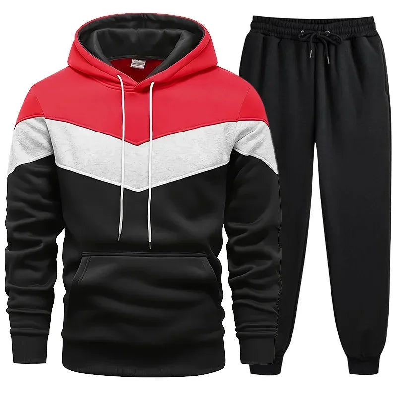 Men’s Tricolor Tracksuit – Hoodie & Sweatpants Set
