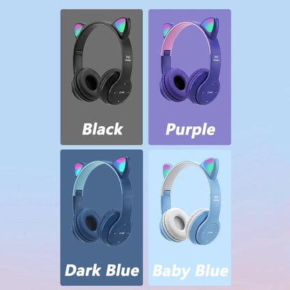 Wireless Bluetooth Headphones with LED Cat Ears