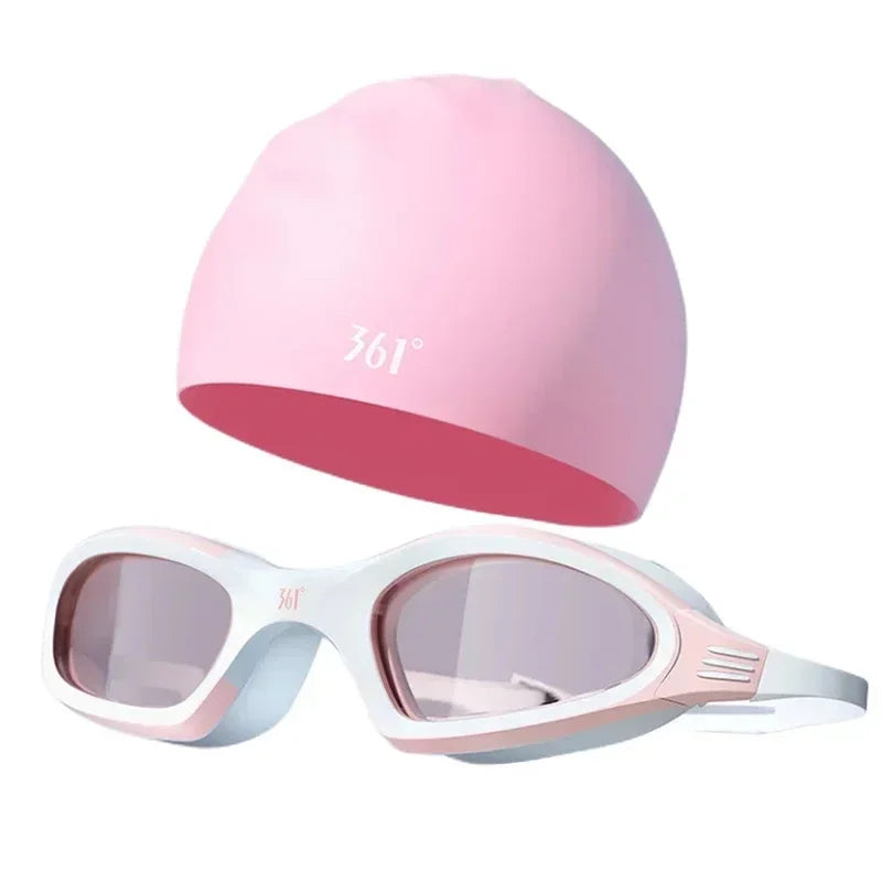 Professional Swimming Goggles & Silicone Cap