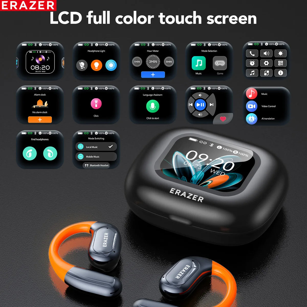 Sports Bluetooth V5.4 Wireless Earphones – Open-Ear AI Translation