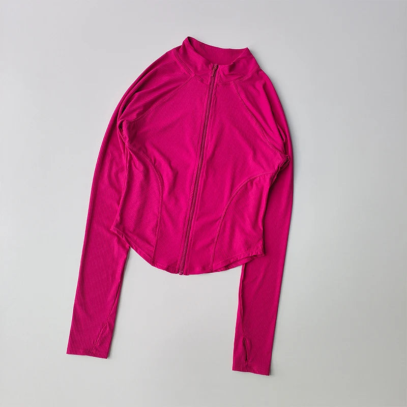 Women's Quick-Dry, Stretchy Zip-Up Fitness & Yoga Top for Running & Outdoor Wear