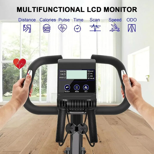 Foldable Exercise Bike - LCD Display for Home Fitness
