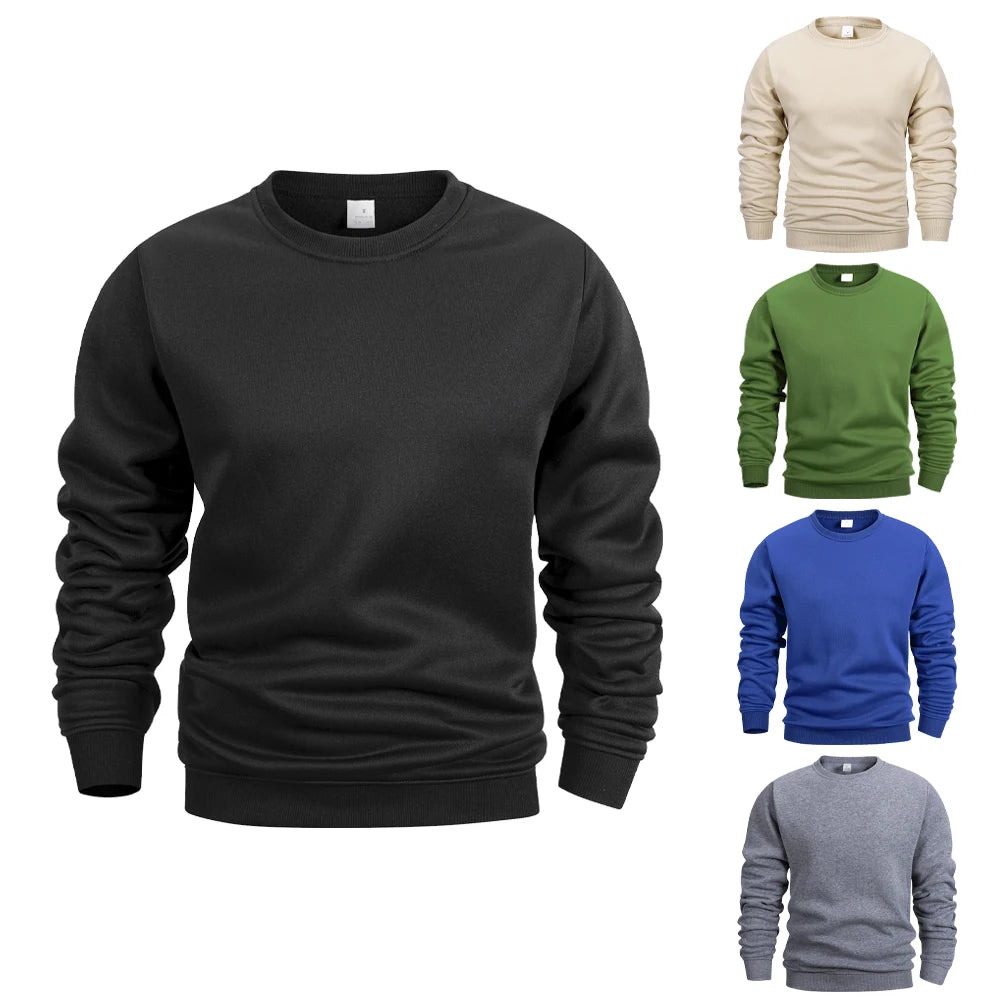 Men’s Long Sleeve Pullover – Crew Neck Solid Sweatshirt