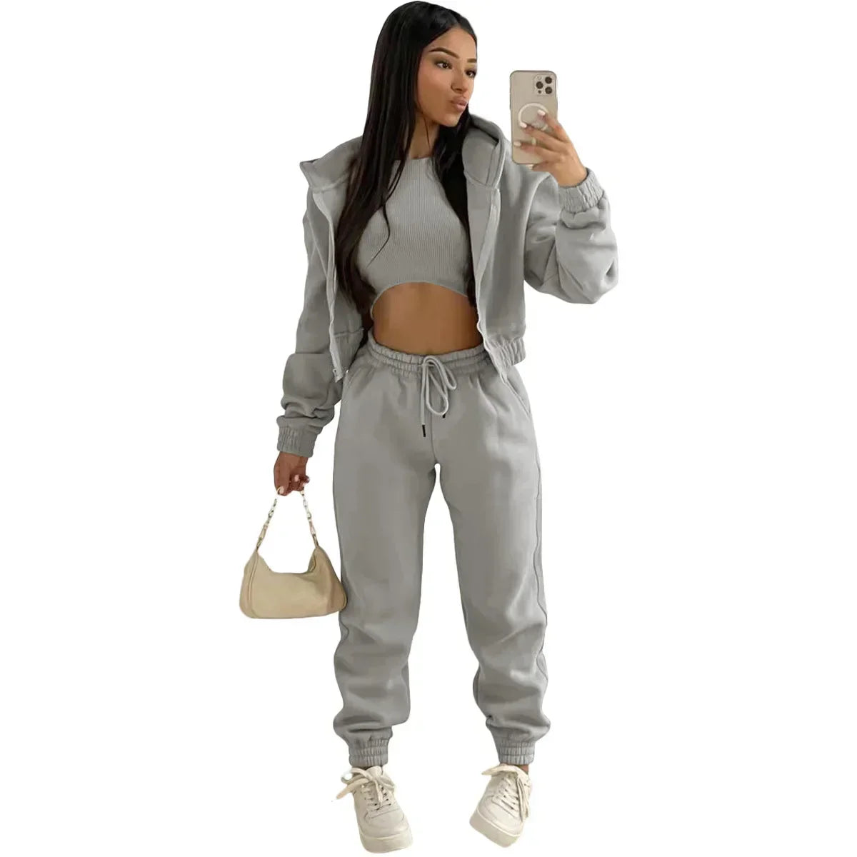 Women’s Winter Tracksuit 3-Piece Set | Hoodie, Sleeveless Top & Pants