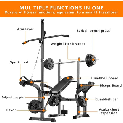 600lbs Heavy Duty Adjustable Bench Press Set