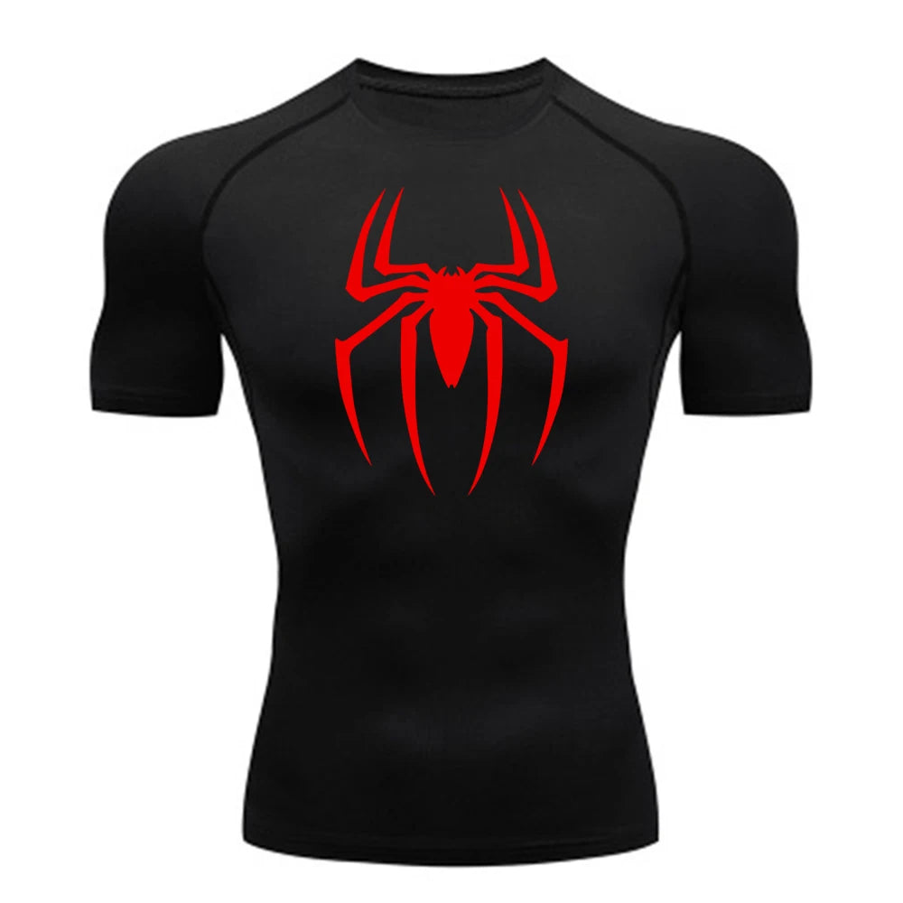 Short Sleeve - Spider Print Compression Shirt
