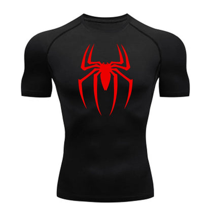 Short Sleeve - Spider Print Compression Shirt
