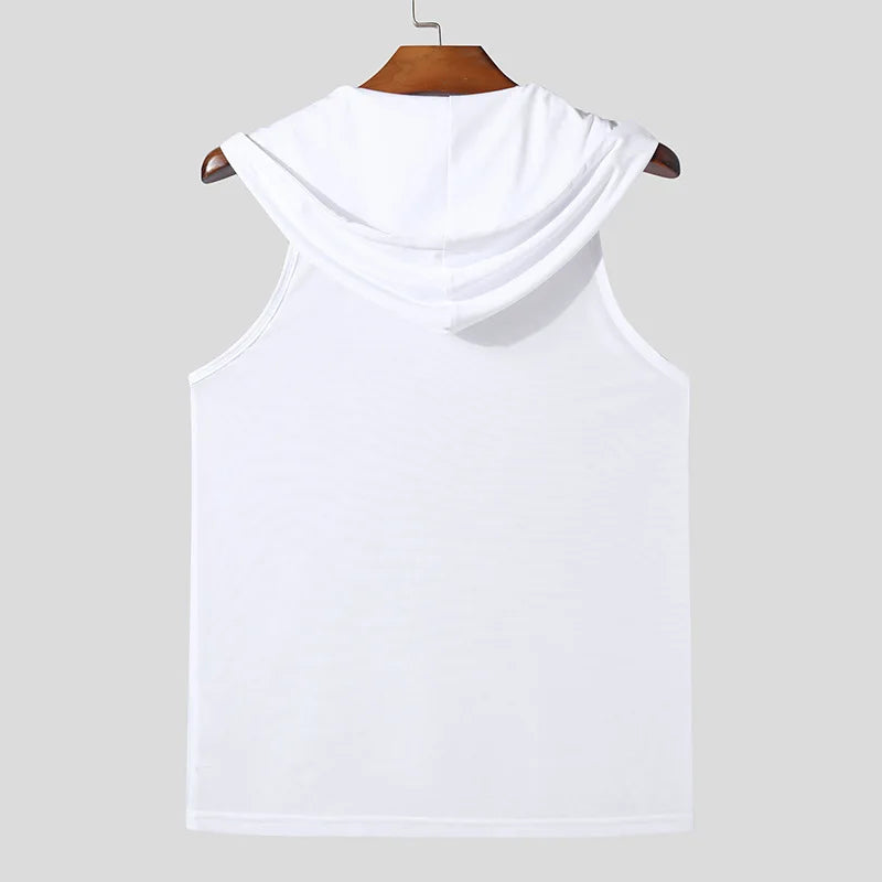 Men's Sexy Solid Color Transparent Summer Fitness Vest