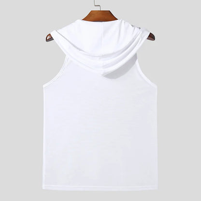 Men's Sexy Solid Color Transparent Summer Fitness Vest