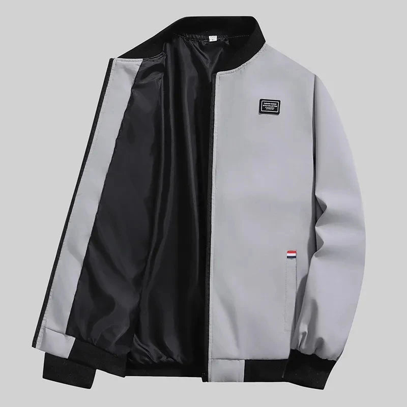 Men’s Fashion Windproof Jacket – Solid Color Coat with Zipper