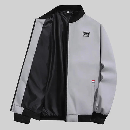 Men’s Fashion Windproof Jacket – Solid Color Coat with Zipper