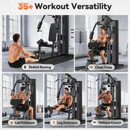 Full Body Training Equipment with 154LBS Weight Stack & Pulley System