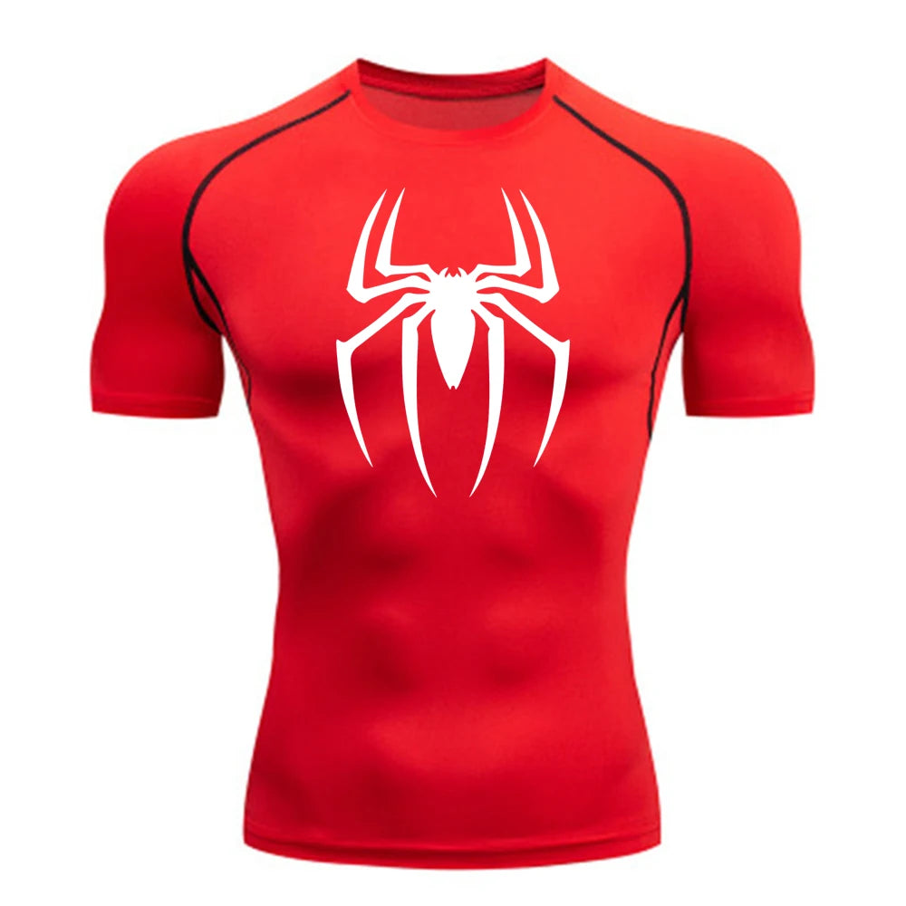 Short Sleeve - Spider Print Compression Shirt