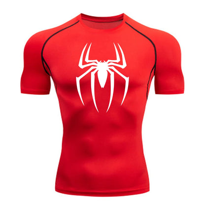 Short Sleeve - Spider Print Compression Shirt