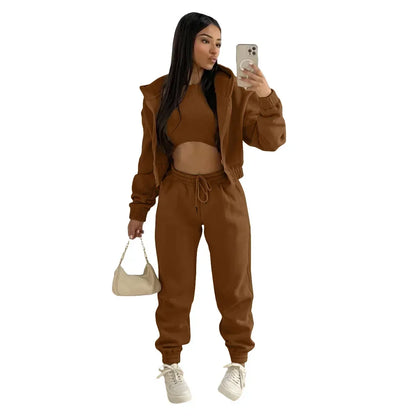 Women’s Winter Tracksuit 3-Piece Set | Hoodie, Sleeveless Top & Pants