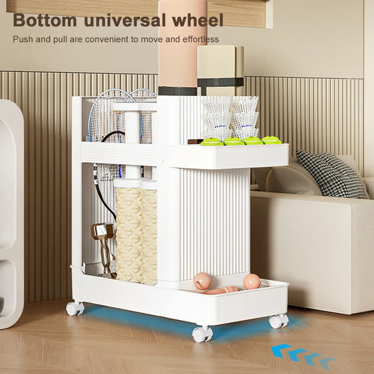 Large Capacity Sports Equipment Storage Rack with Wheels