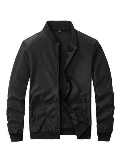 Spring/Autumn Men’s Solid Color Baseball Collar Jacket